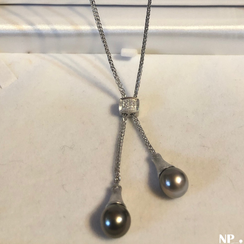 Collana in argento 925 con due perle di Tahiti