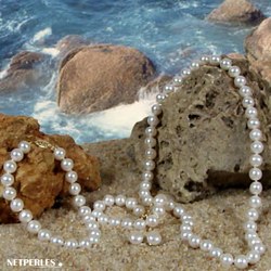 Parure 3 gioielli di perle di coltura d'acqua dolce, 6-7 mm, bianche