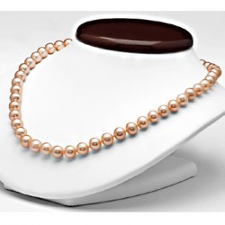 Collana 40 cm di perle d'acqua dolce, 8-9 mm, pesca AA+ Oro Bianco 14k
