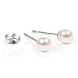 Orecchini di piccole perle Akoya 5-5,5 mm bianche AAA oro bianco 14k