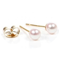 Orecchini di piccole perle Akoya 3,5-4 mm bianche AAA oro 14k