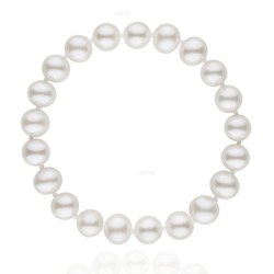 Braccialetto 18 cm di perle di coltura d'acqua dolce bianche da 8-9 mm