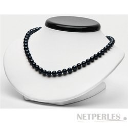 Collana di perle di coltura Akoya, 45 cm, 6.5-7 mm nere AA+