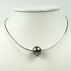 Cavo 40 cm Ø 1.2 mm, argento 925 con Perla di Tahiti