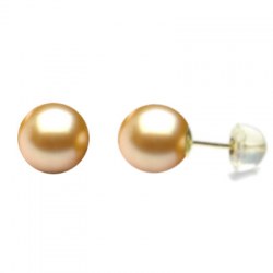 Orecchini perle dorate delle Filippine 10-11 mm AAA oro 18k e silicone