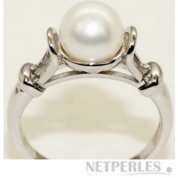 Anello in Argento 925 con perla a bottone d'acqua dolce 10-11 mm AA+