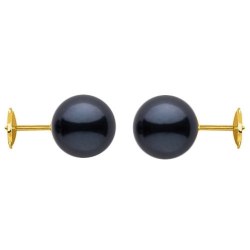 Orecchini perle Akoya, 6-6.5 mm nere AAA su sistema brevettato Guardian in oro 18k