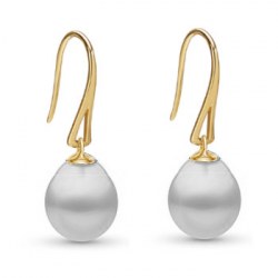 Orecchini in oro 18k con perle australiane bianche a goccia 10-11 mm AA+/AAA
