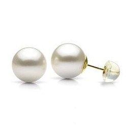 Orecchini oro 18k silicone perle di Acqua Dolcehadama 8-9 mm bianche
