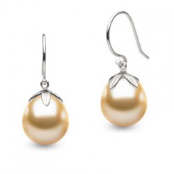 Orecchini in Argento 925 perle Filippine dorate a goccia 13-13,5 mm AA/AA+