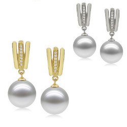 Orecchini in oro 18k diamanti e perle Akoya di qualità AAA