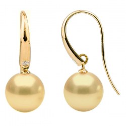 Orecchini in oro 18k diamanti e perle filippine dorate di qualità AAA
