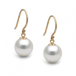 Orecchini traversine in oro 14k con perle di coltura di Acqua Dolce 7-8 mm AAA