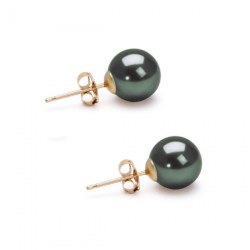 Orecchini di perle di Acqua Dolce 6-7 mm nere riflessi verdi AAA