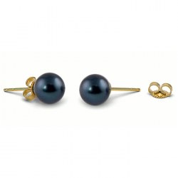 Orecchini di perle di Acqua Dolce 6-7 mm nere AAA riflessi blu scuro