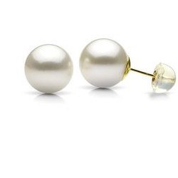 Orecchini in oro 18k e silicone Perle Akoya 7-7.5 mm bianche