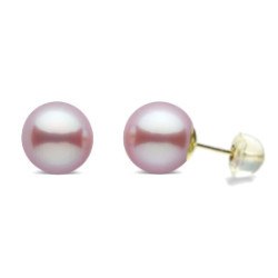 Orecchini oro 18k silicone perle di Acqua Dolcehadama 7-8 mm lavanda