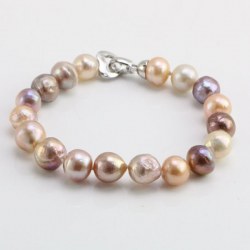 Braccialetto di perle Ripple Kasumi d'acqua dolce 10-12 mm multicolori 18 cm
