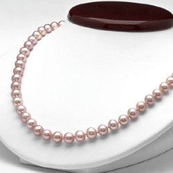 Collana 45 cm di perle di coltura d'acqua dolce da 7-8 mm, lavanda