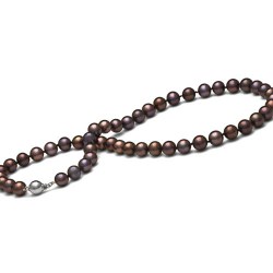 Collana 45 cm di perle d'acqua dolce nere da 8 a 9 mm AA+ marrone ramato