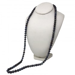 Collana sautoir 90 cm di perle d'acqua dolce nere da 8-9 mm