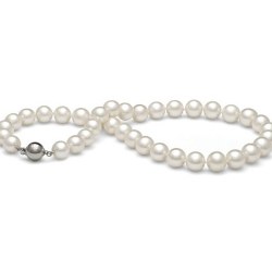 Collana 50 cm di perle di coltura d'acqua dolce, 9-10 mm, bianche