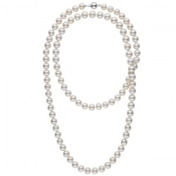 Collana Sautoir 114 cm di perle di coltura d'acqua dolce, 9-10 mm, bianche
