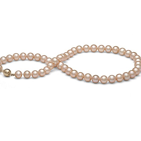 Collana 45 cm perle d'acqua dolce 9-9,5 mm rosa pesca DOLCEHADAMA