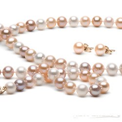 Parure 3 gioielli 45/18 cm di perle di coltura d'acqua dolce 6-7 mm, multicolore