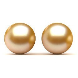 Paio di perle Gold Akoya (dorate) da 8-8,5 mm semi forate AA+ ou AAA