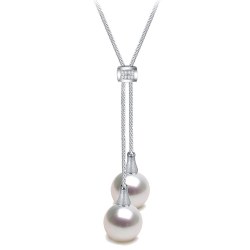 Collana 40-45 cm Argento 925 con Diamanti e perle di Tahti AAA