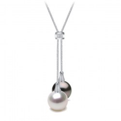 Collana 40-45 cm Argento 925 con Diamanti, perla di Tahti AAA e perla DOLCEHADAMA