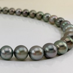 Collana 44 cm Perle nere di Tahiti da 10 a 12 mm qualità AA multicolori