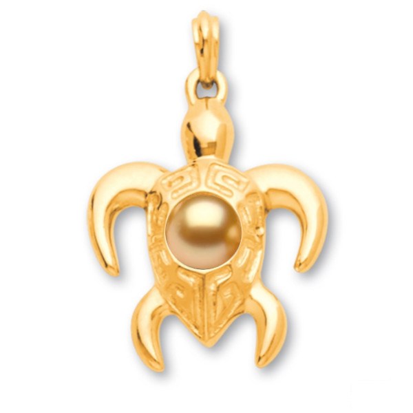 Pendente tartaruga Oro 18k 8,05 grammi perla dorata delle Filippine 9-10 mm AAA